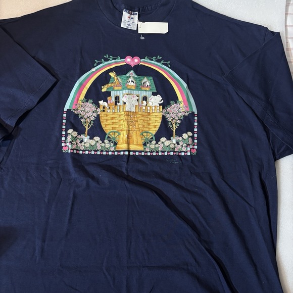 Tops - Vintage 90s T Shirt 3XLarge Noah's Ark Rainbow Endless Designs Bears Cotton‎